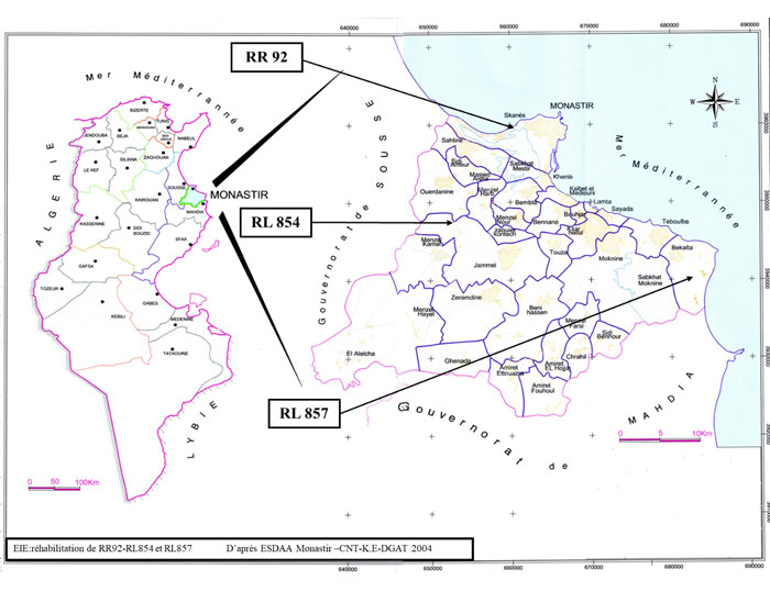 CETA - Etude de réhabilitation des routes RVE854 & RVE857 dans le gouvernorat de Monastir